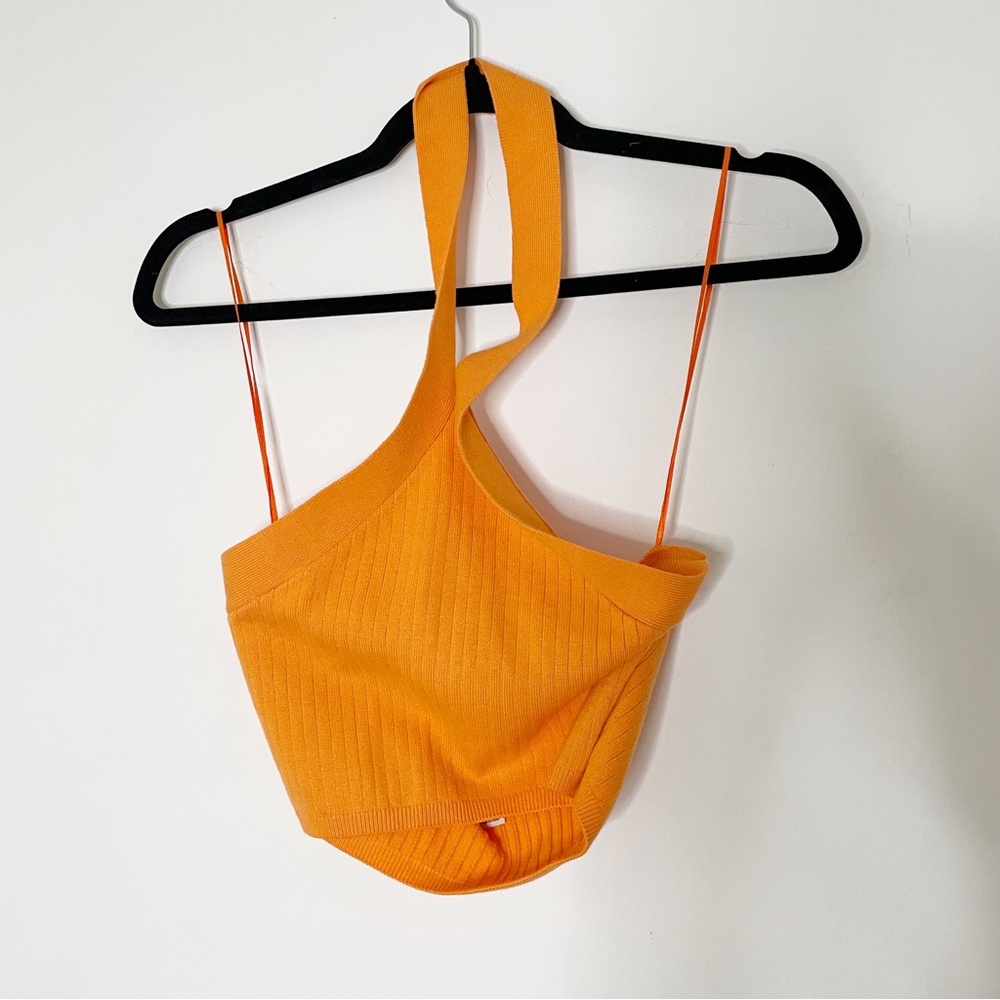 BDG Harlow Sweater Halter Crop Tank Top bright orange large - Picture 2 of 9